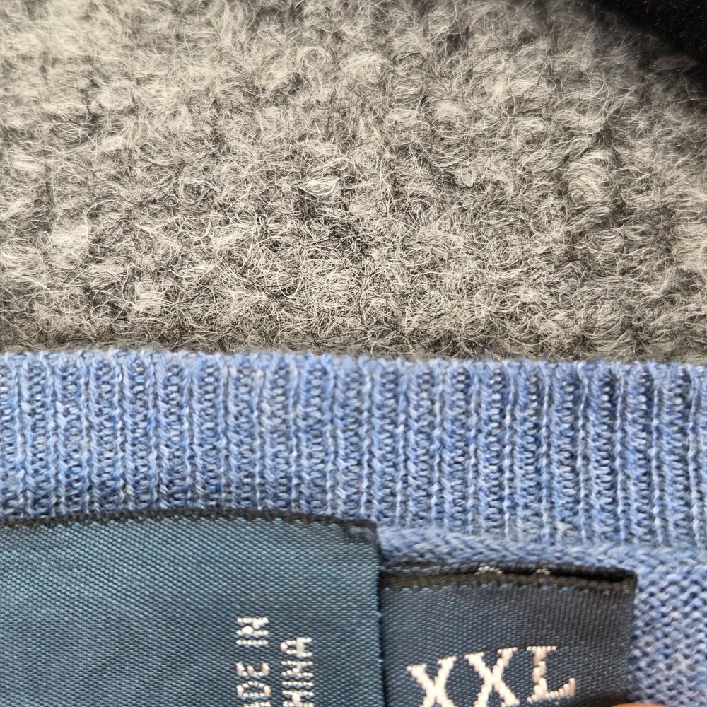 POLO Ralph Lauren Mens Blue Sweater Yellow Pony XXL V Neck 100% Pima Cotton